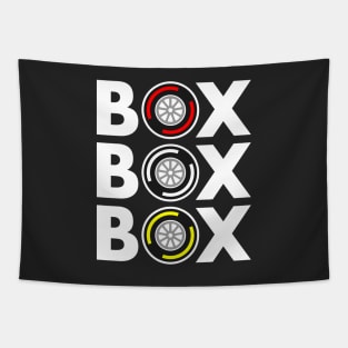 Box Box Box F1 Tyre Compound White Text Design Tapestry