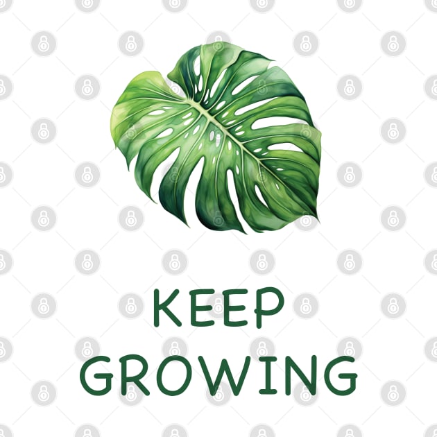 Keep Growing Growth Mindset Plant Lover Gift Monstera Watercolor by Selknen 🔥