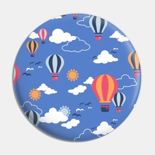 Hot Air Balloon in Blue Sky Pattern II Pin