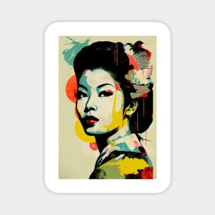 Vintage asian woman in pop-art style Magnet