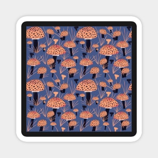 Orange Fly Agaric Mushroom Pattern Magnet