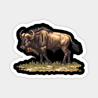 Wildebeest in Pixel Form Magnet