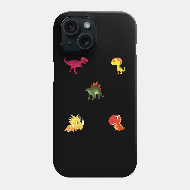 Cute and Happy Laughing Cartoon Dinosaurs Pattern Pack Phone Case by IlanaArt