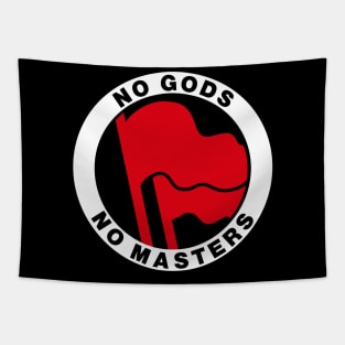 no gods no masters ANTIFA symbol flag Tapestry