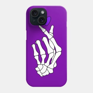 Purple Heart Finger Heart Skeleton Hand Phone Case