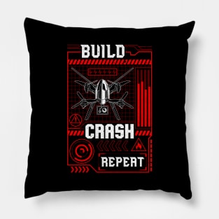 Funny Build Crash Repeat Drone Pilot Droning Pillow