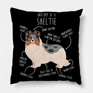 Blue Merle Sheltie Shetland Sheepdog Anatomy Pillow