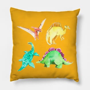 Dinosaur Watercolor Hand Drawn Pillow