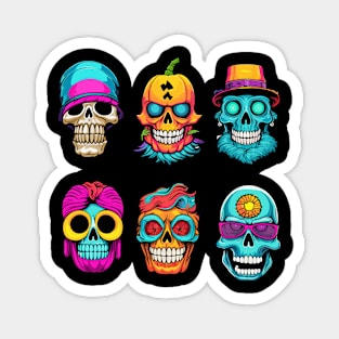 Spooky Halloween Faces and Skulls Magnet