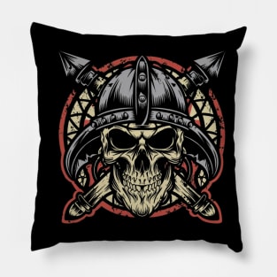 Vintage Vikings Skull Art Pillow