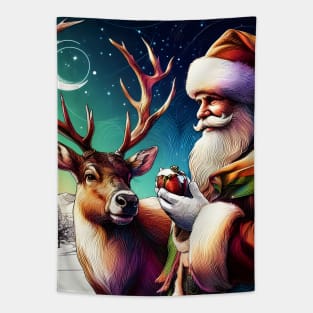 Captivating Christmas: Unleash Cheer with Unique Santa Claus Illustrations! Tapestry