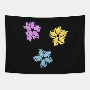 Watercolor Flower Doodle 3 Pack Tapestry