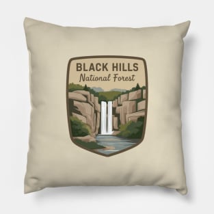 Black Hills National Forest Waterfall Emblem Pillow