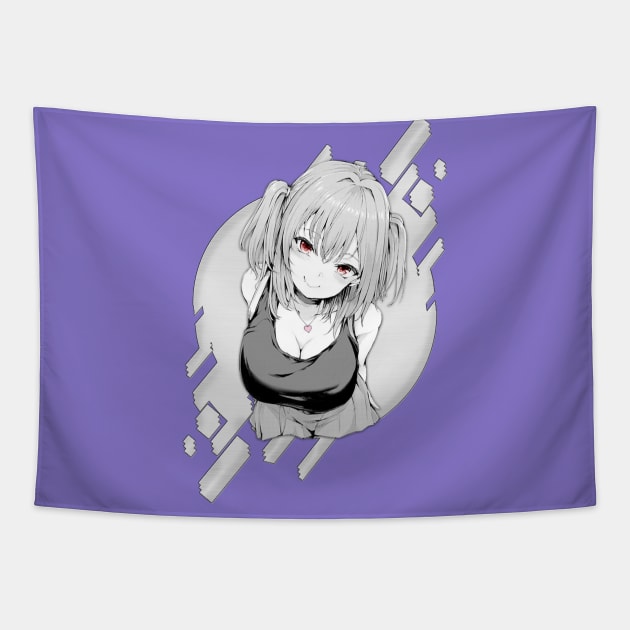 Aesthetic Anime Girl Smug - Waifu Material Japanese Senpai Otaku Babe Tapestry by Dokey4Artist