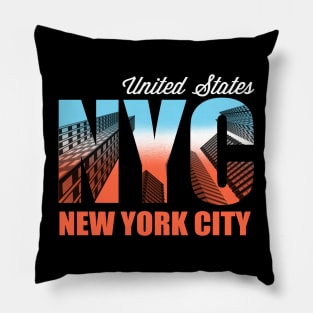 New York City Slogan Vintage Pillow