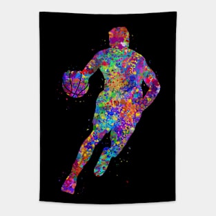 Basketball player man watercolo Tapestry