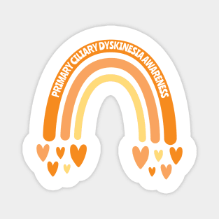 Primary Ciliary Dyskinesia Awareness Rainbow with hearts Magnet