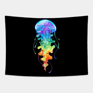 Glowing Rainbow Jellyfish Tapestry