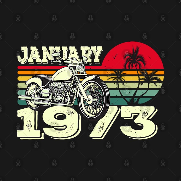 Vintage 73's Gift Motorcycle Sunset January 1973 Birthday by Kawaii_Tees