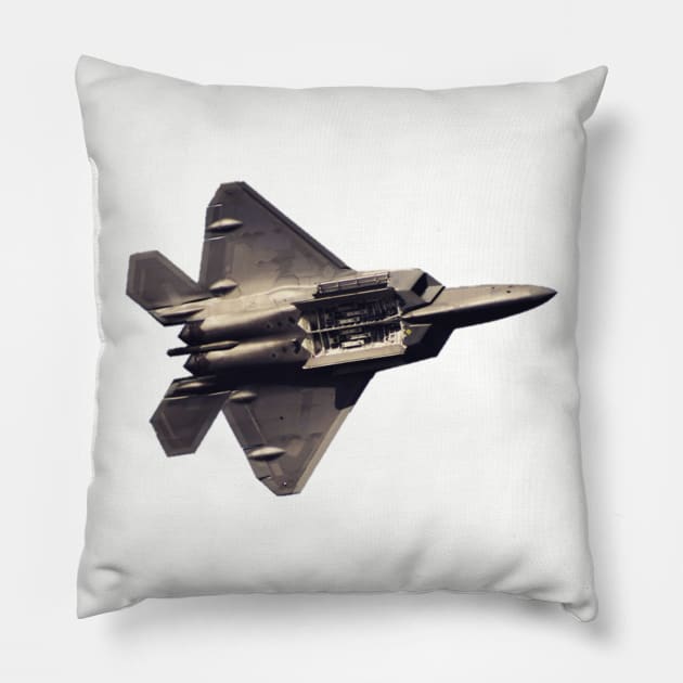 F-22 Raptor weapons doors open Pillow by acefox1