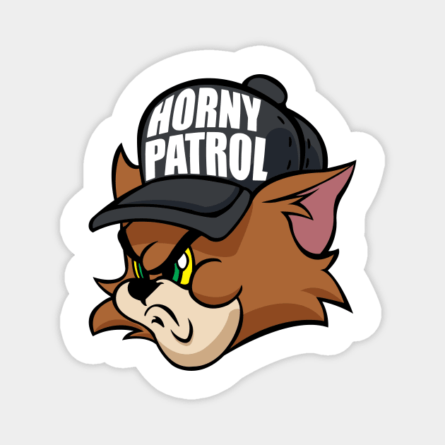 Tim Cat Horny Patrol Brown Magnet by Rampantarts