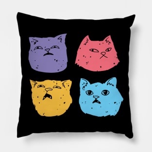 Different Funny Cat Faces Pillow