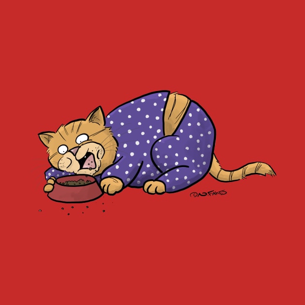 Cat Wearing Purple Pajamas by cartoonistnate