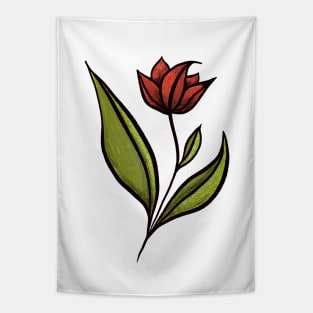 Beautiful Flower In Red Green With Distressed Texture Tapestry