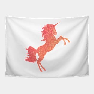 Orange Ombre Faux Glitter Unicorn Tapestry