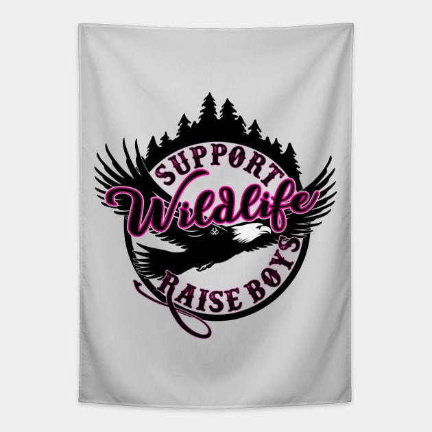 Support Wildlife Raise Boys Pink Tapestry by Turnbill Truth Designs