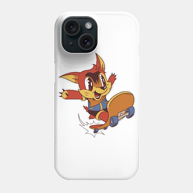 Cute Cartoon Skater Fox Graphic Design Phone Case by CoolArts