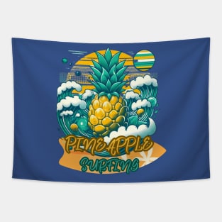 Pineapple Surfing Tapestry