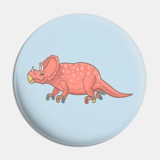 Triceratops Dinosaur on Roller Skates Pin