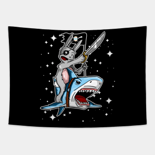 Badass Pirate Easter Bunny riding a Shark !!! Tapestry