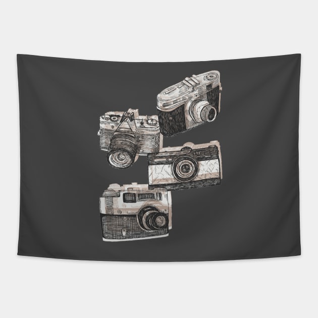 Classic Cameras Tapestry by minniemorrisart