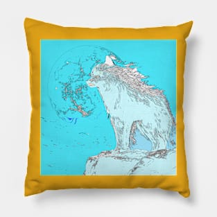 Blue Wolf Pillow