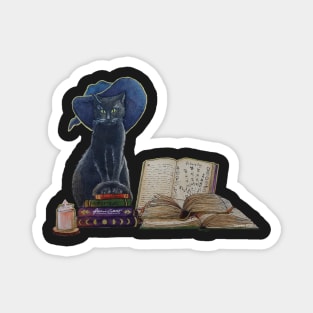 Watercolor Halloween Witchy Black Cat Magnet