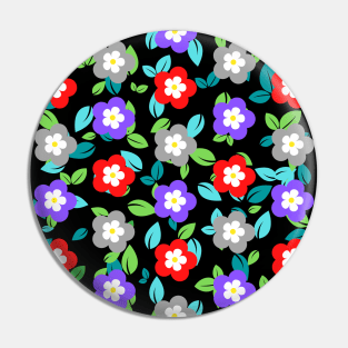 Red and blue floral pattern Pin