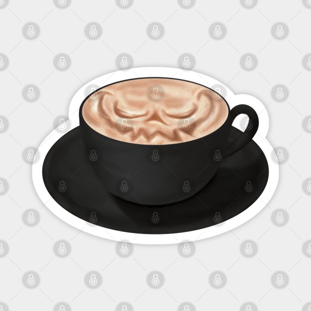 Halloween Cappuccino Art, jack o'lantern face Magnet by H. R. Sinclair