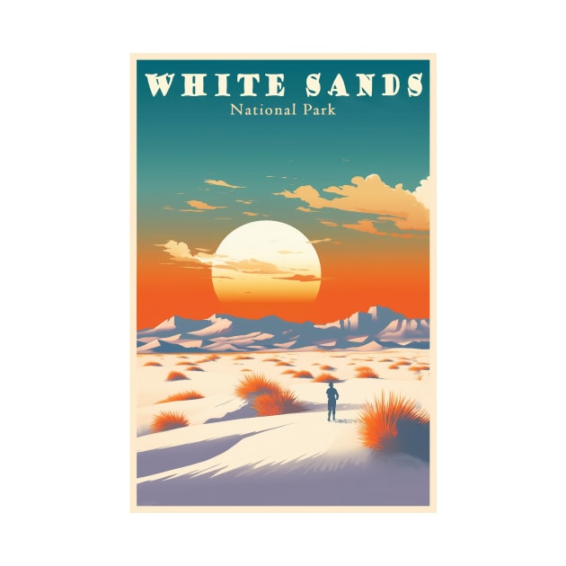 White Sands National Park Travel Poster by GreenMary Design