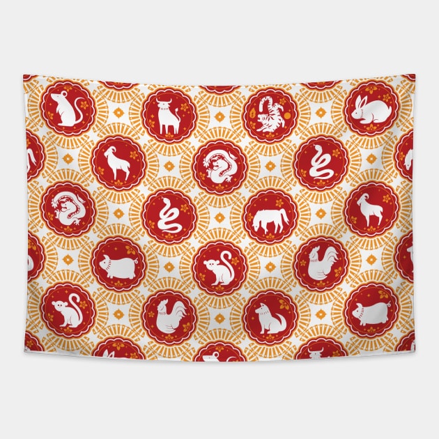 Lunar Zodiac Tapestry by imlying