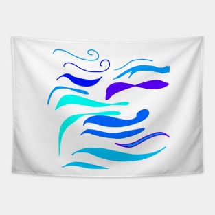 blue water waves beach design Tapestry