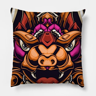 mecha robotic bat illustration Pillow