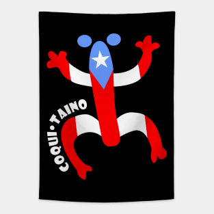 Puerto Rico Taino Coqui Boricua Flag Text Tapestry