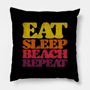 Eat Sleep Beach Repeat retro sunset Pillow