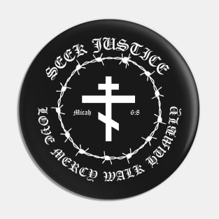 Micah 6:8 Seek Justice Love Mercy Walk Humbly Metal Hardcore Punk Pin