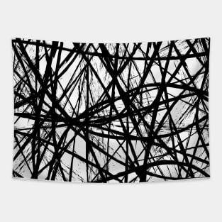 Abstract Black Sketchy Strokes Tapestry