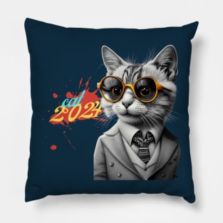 Elevate your style with this cute cat shirt that's perfect for showing off your feline adoration Pillow