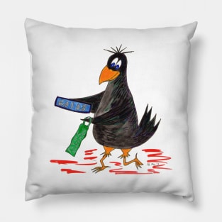 Crow train spotter Pillow