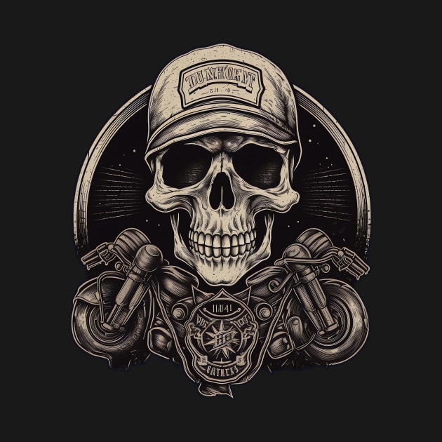Skull Retro Motorcycle Vintage by Nenok